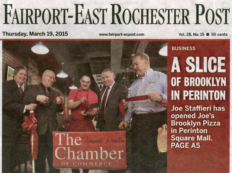 Fairport Perinton Chamber Joe's Brooklyn Pizza Ribbon Cutting mar 2015